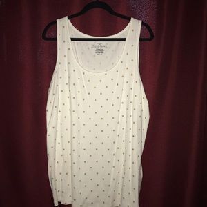 Faded Glory Tank Top 4X White with Gold Polkadots